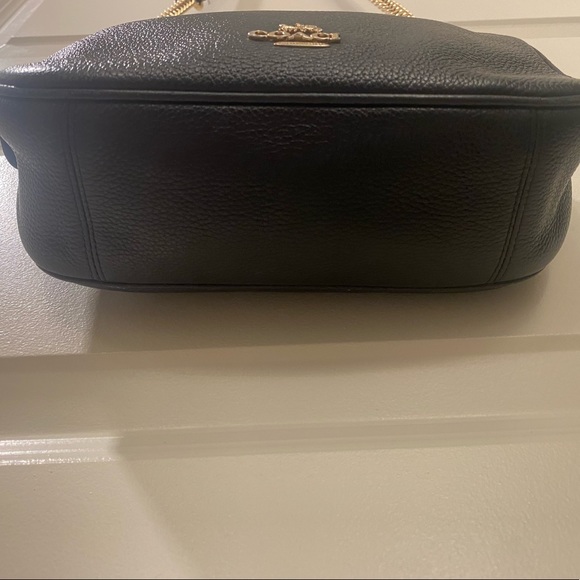COACH Crossbody Bag Black Leather with Gold Chain-strap - Picture 5 of 6